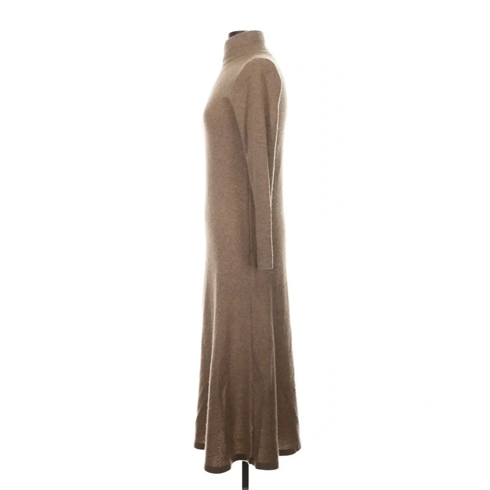 Ralph Lauren 100% Cashmere Turtleneck Sweater Dress Midi Long Sleeve Tan Brown - Picture 10 of 10